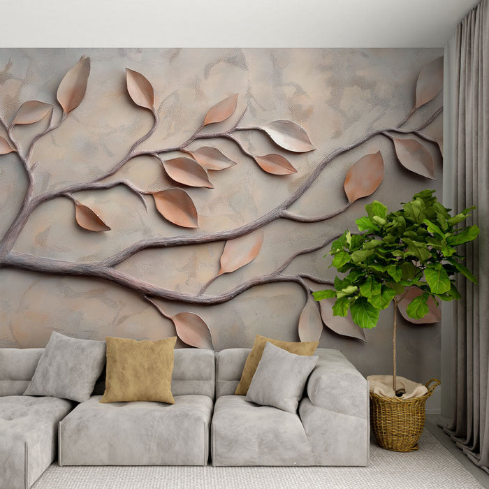 Fotótapéta utánzat táblázat | Elegáns ág réz falevelekkel