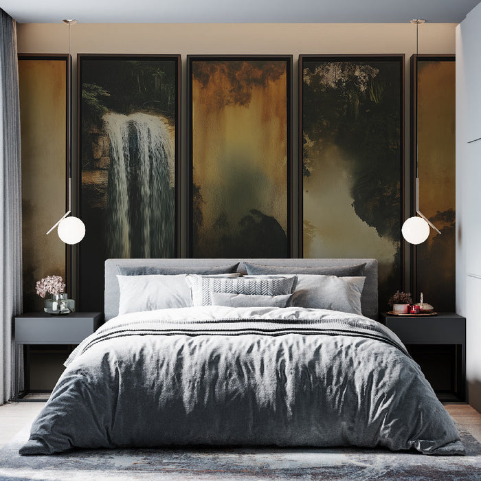 Fototapet taklit resim | Muhteşem şelale ve sisli ormanlar