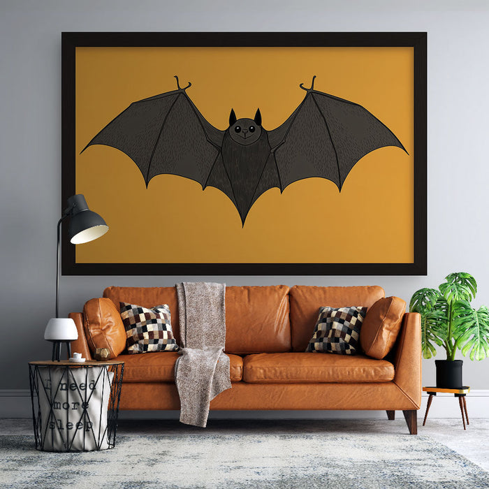 Имитираща картина тапет | Игрива рисунка на прилепи на оранжев фон