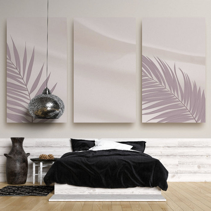 Mural Wallpaper imitation tableau | Élégance des feuilles de palmier en teintes douces