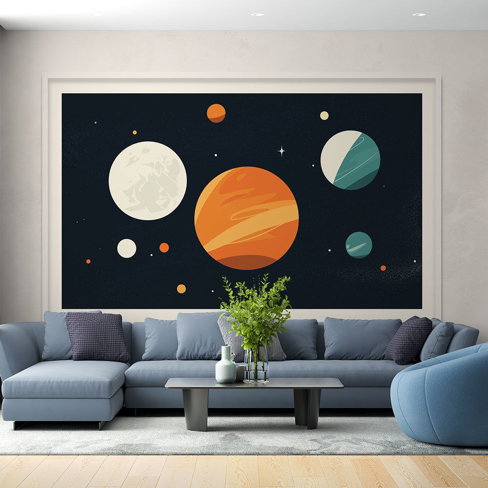 Foto Behang imitatie schilderij | Verkenning van kleurrijke planeten i —  WonderMural, image size:1000x1000