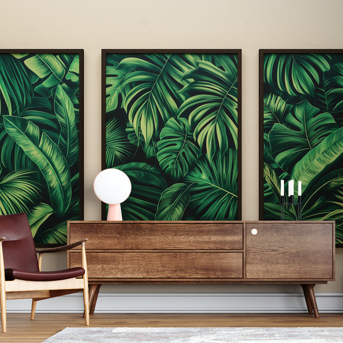 Tapete μίμησης τοιχογραφίας | Πυκνή και τροπική φυλλωσιά