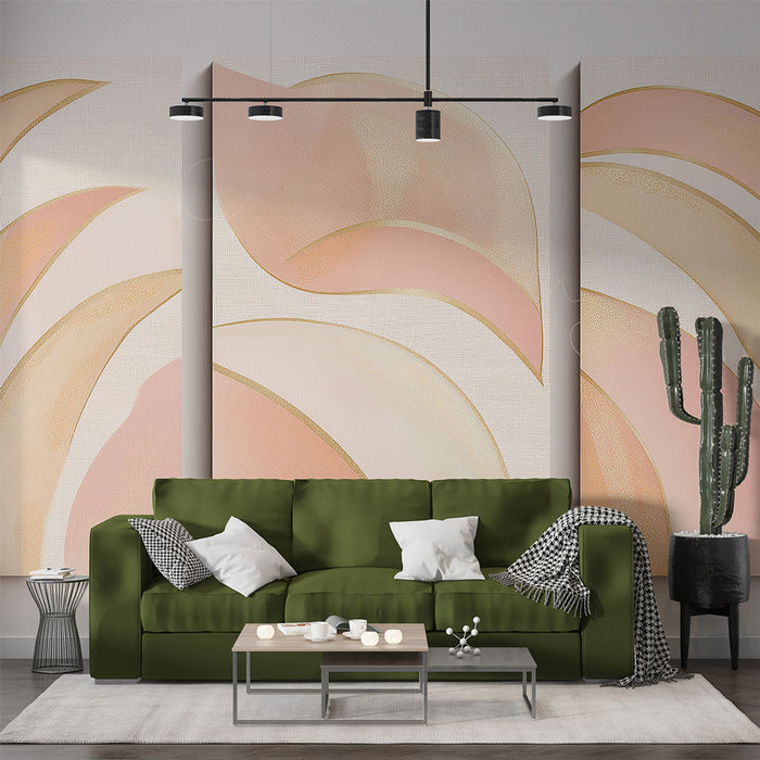 Fotótapéta utánzat festmény | Lágy és arany színű levelek