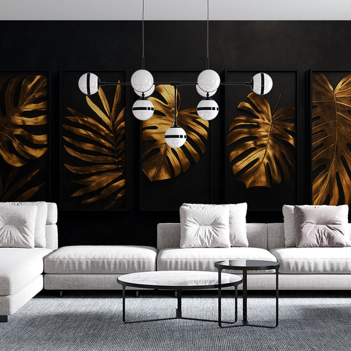 Tapeta s imitací malby | Zlaté listy na elegantním černém pozadí