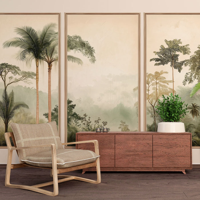 Tapeta s imitací malby | Tropický les v jemných odstínech