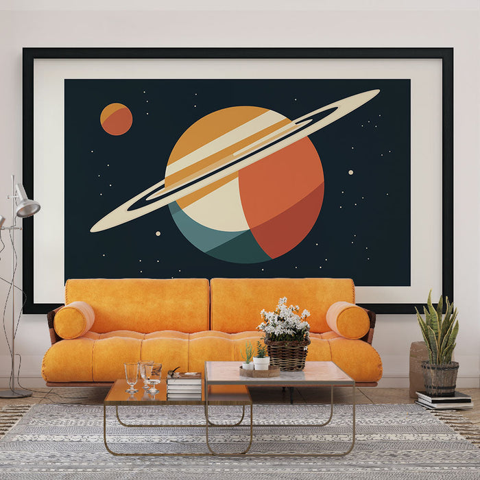 Fototapet taklit resim | Uzayda renkli gezegenlerin canlı bir resmi