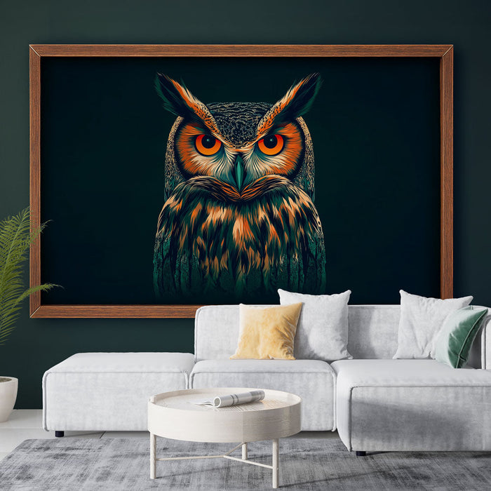 Tapete s posnemanjem poslikave | Živahne ilustracije veličastne sove