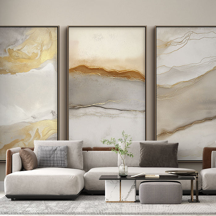 Tapeta imitacija slikanja | Apstraktni zlatni i neutralni uzorci