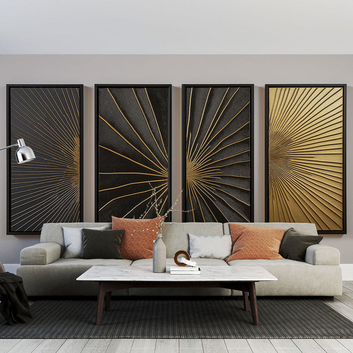 Fototapeta imitace obrazu | Vzory zlatého a černého lesku ve reliéfu