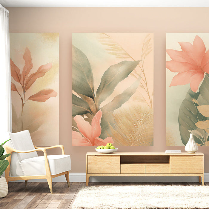 Tapeta s imitací malby | Jemné květinové vzory v pastelových tónech