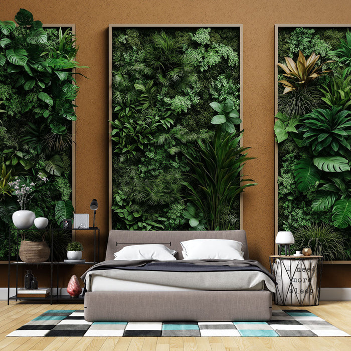 Fototapet taklit tablo duvar kağıdı | Modern çerçevelerde yeşillikler