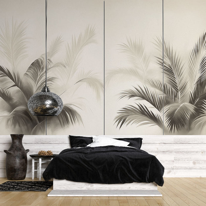 Fototapet imitasjon av maleri | Monokrome palmer på lys bakgrunn