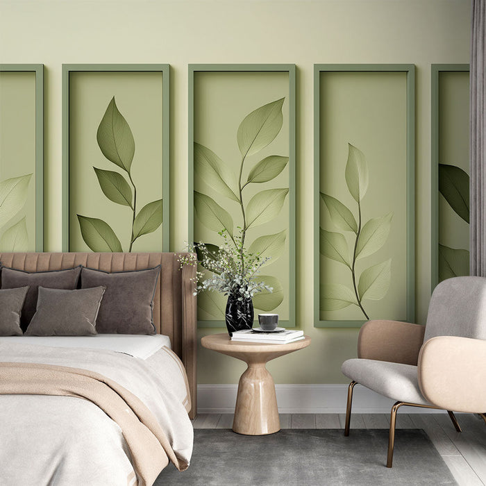 Tapeta na zeď imitace malby | Panely jemných listů na pastelovém pozadí