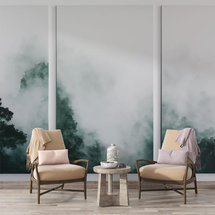 Tapeta s imitací malby | Mlžná lesní krajina