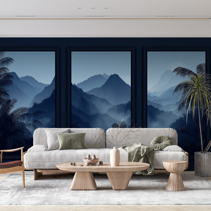 Tapeta imitacja malarstwa | Tajemniczy krajobraz w odcieniach niebieskiego