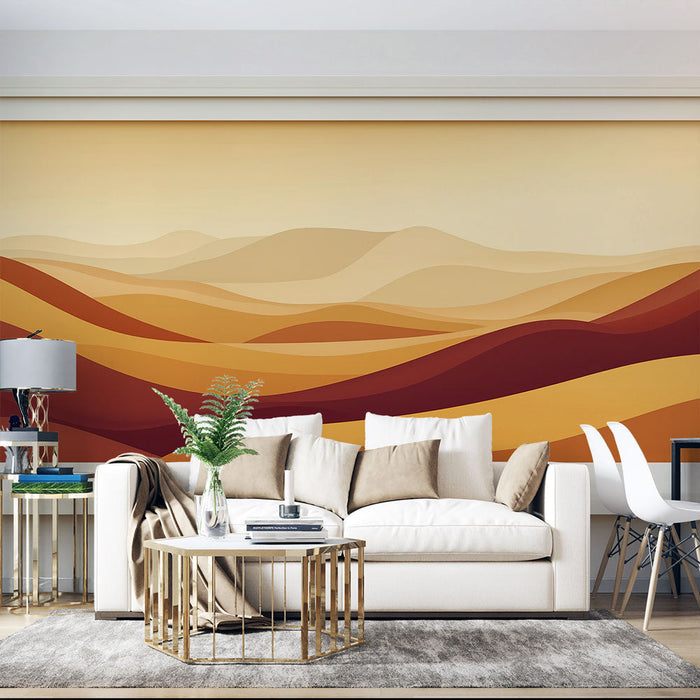 Fototapet taklit boyama | Sıcak tonlarda dalgalı manzara