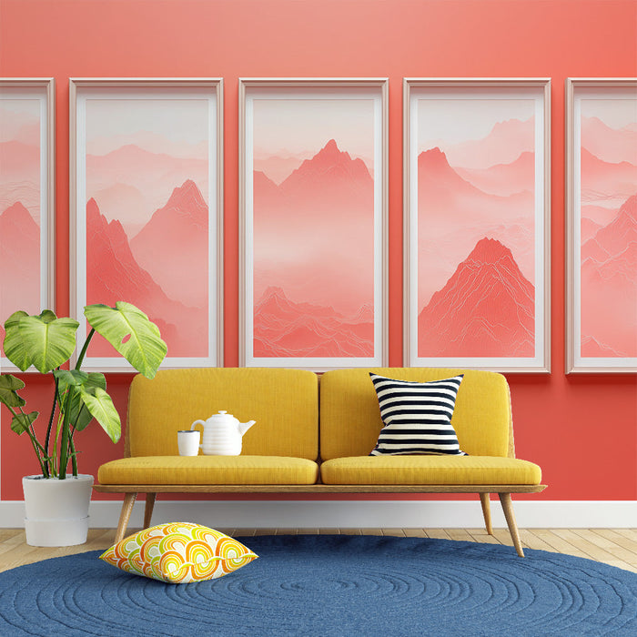 Muraal Tapeet imitatsioonmaal | Mäestikumaastikud roosades toonides