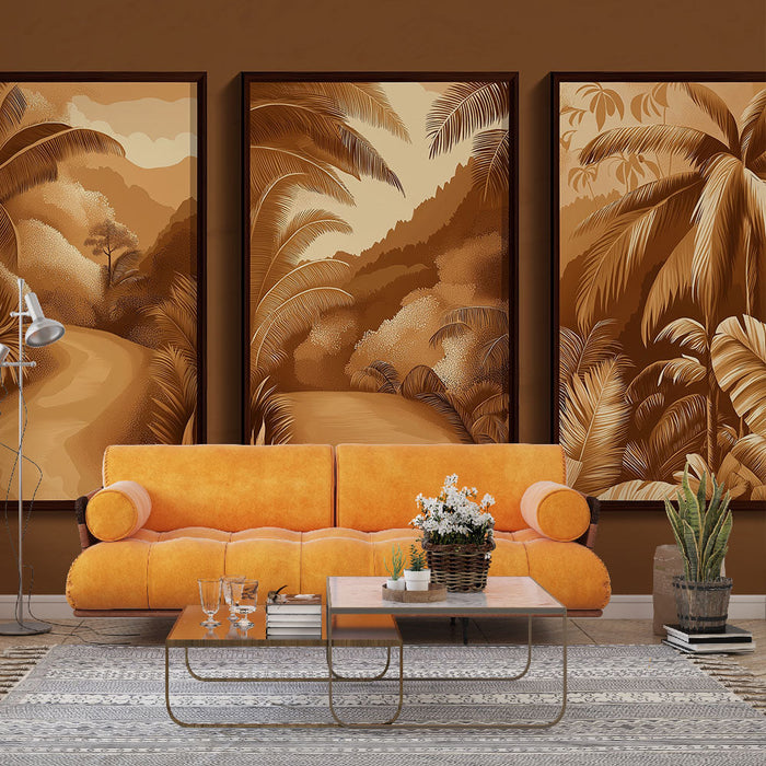 Fototapet taklit resim | Çikolata ve karamel tonlarında tropikal manzaralar