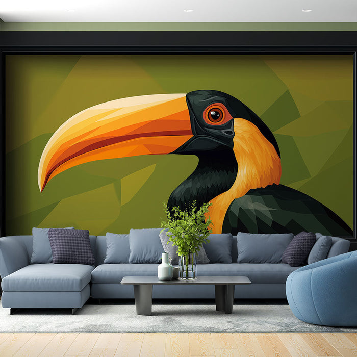 Falfestmény utánzat festmény | Stilizált tukán portré élénk színekkel