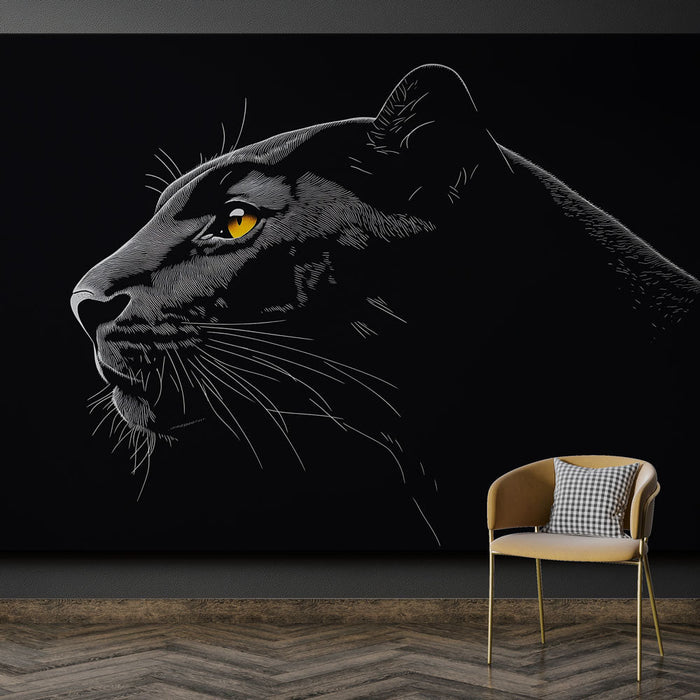 Imitace malby tapeta | Elegantní profil pantera s tajemným pohledem