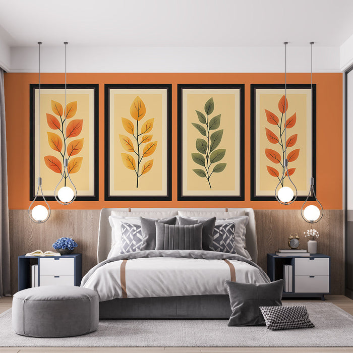 Imitace malby tapety | Čtyři ilustrace listí v podzimních barvách