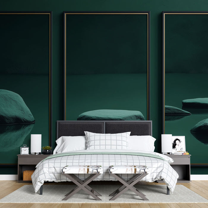 Tapete Imitation Gemälde | Beruhigender Fels auf aquatischem Hintergrund