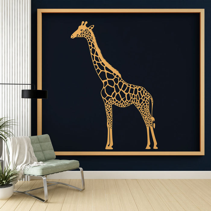 Fototapet taklit boyama | Koyu bir arka plan üzerinde modern bir zürafa silüeti