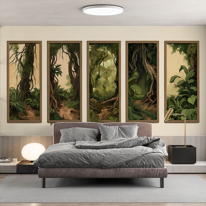 Ταπετσαρία απομίμηση ζωγραφικής | Πλούσιες σιλουέτες και χαλαρωτικά χρώματα