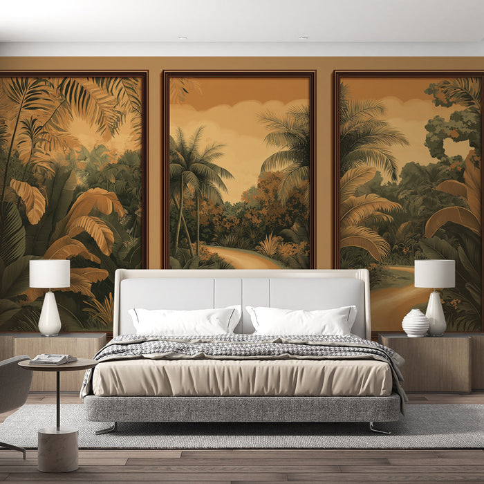 Papel pintado imitación pintura | Un camino sinuoso en el corazón de la selva tropical