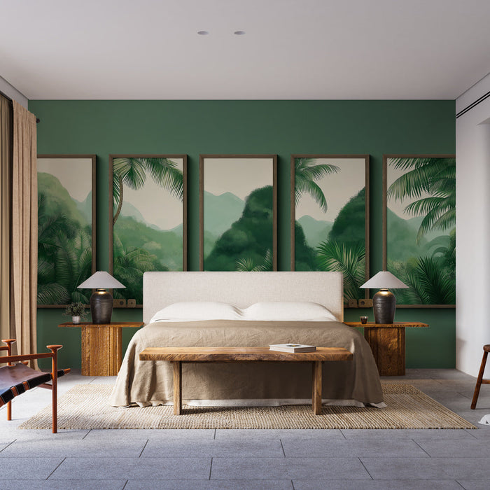 Imitație de tapet pictură murală | O serie de panouri care ilustrează peisaje luxuriante