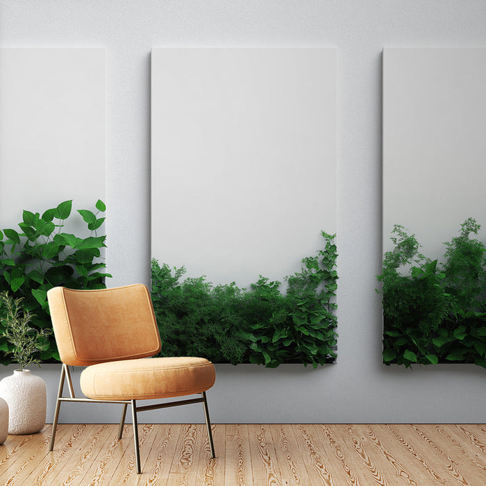 Mural-Wallpaper-imitation-tableau-verdure-luxuriante-émergeant-dun-fond-blanc