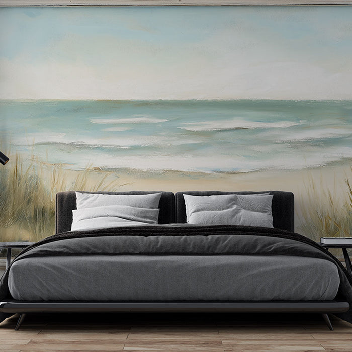 Carta da parati imitazione pittura | Vista rilassante del mare con dune di sabbia
