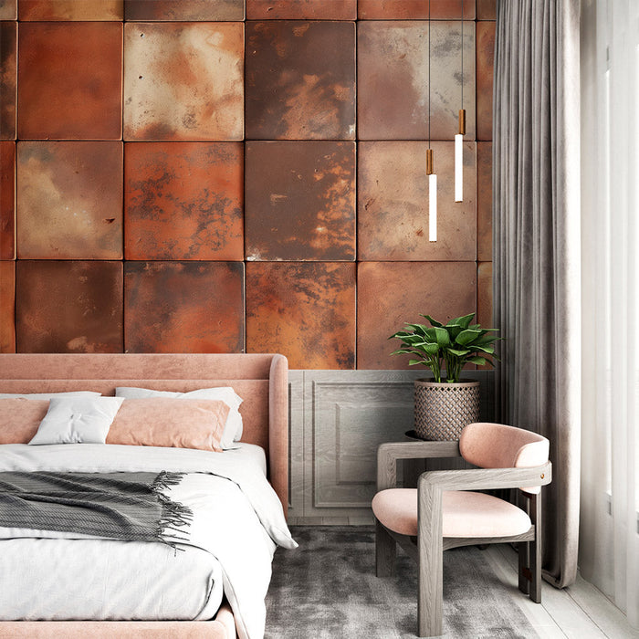 Terracotta Tile Effect Mural Wallpaper