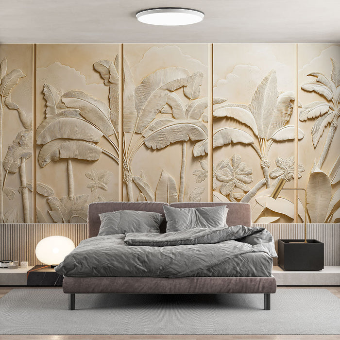 Πίνακας απομίμησης ταπετσαρίας τοίχου | Τροπικά φυλλώματα σε μαλακό φόντο