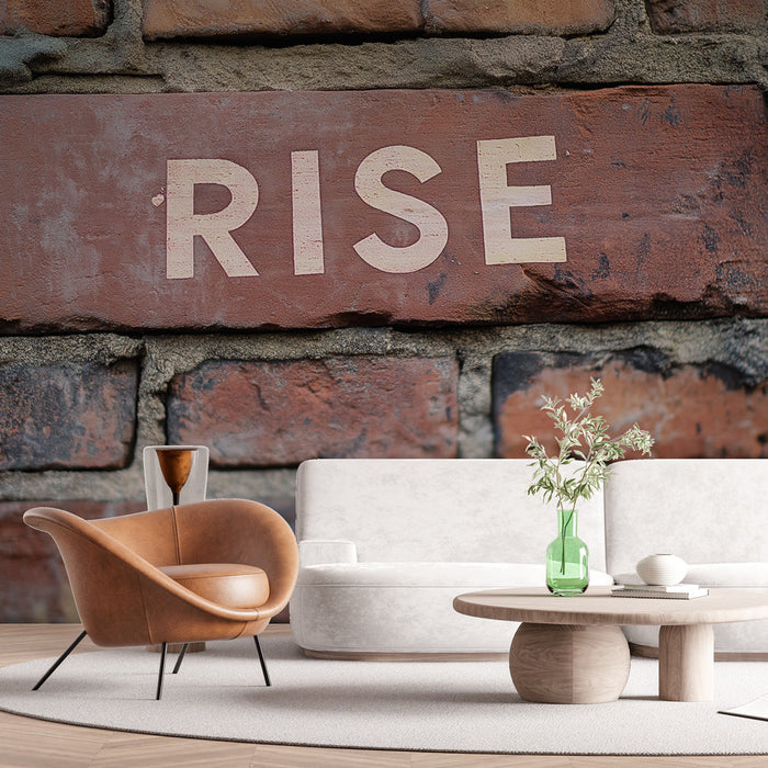Inspirativní Tapeta | Cihlový vzor se slovem 'RISE'
