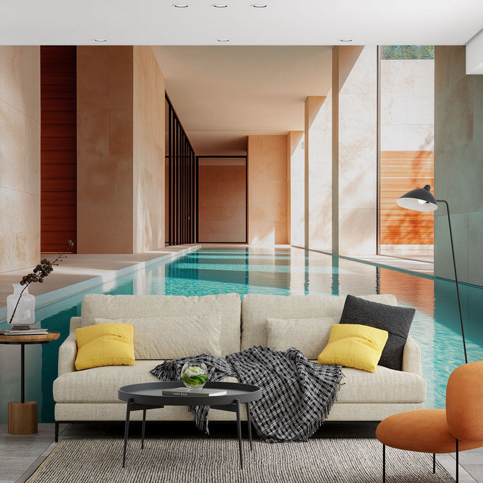 Carta da parati moderna per interni | Atmosfera rilassante della piscina al coperto