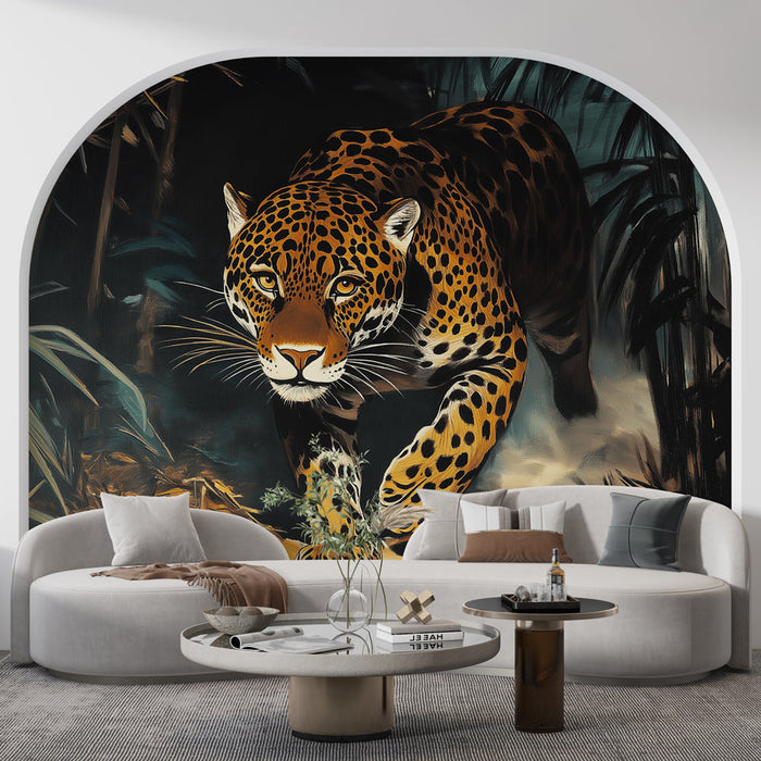 Фототапет ягуар | Величествен ягуар, който се движи през джунглата
