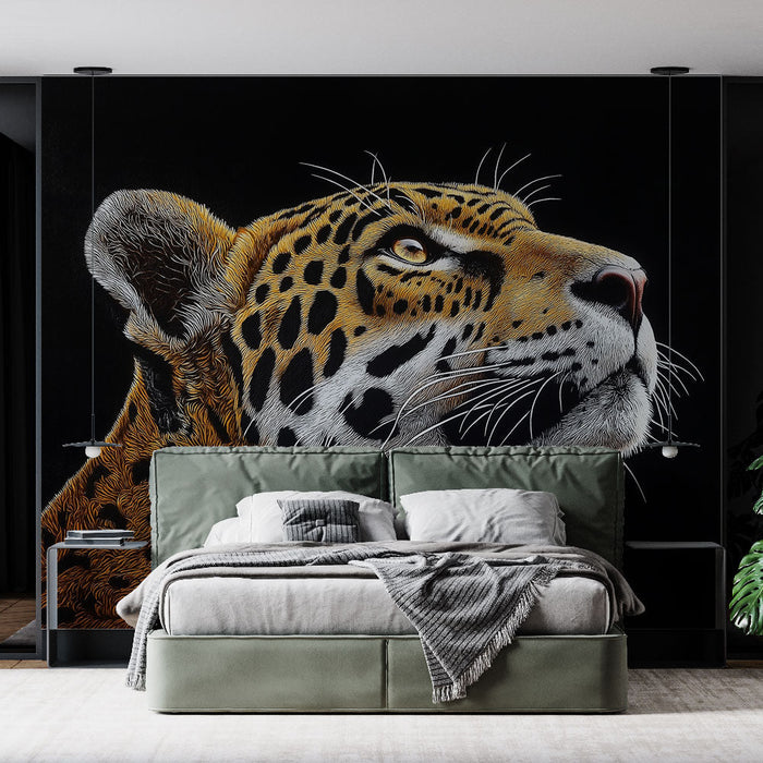 Tapeta jaguár | Majestátní portrét jaguára na černém pozadí