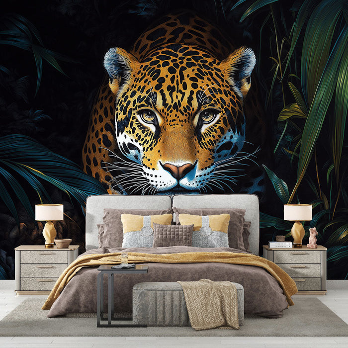 Tapet jaguar | Un portret captivant al unui jaguar în junglă