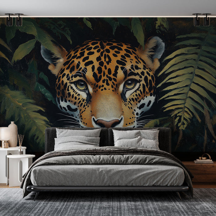Tapet jaguar | Fața majestuoasă a unui jaguar în junglă