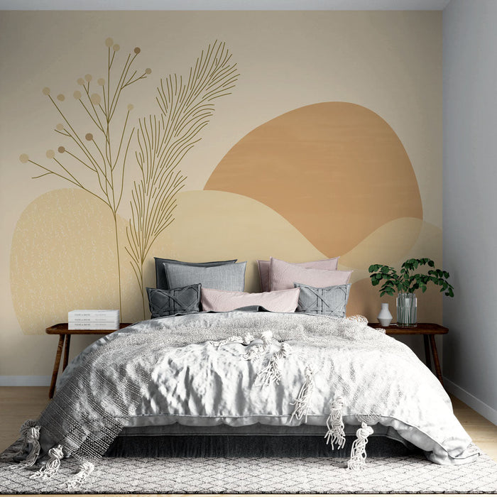 Papel de parede japandi | Natureza selvagem amarela