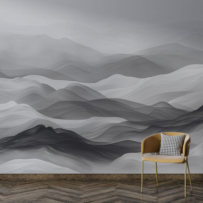 Fototapet japandi | Siyah ve beyaz tonlarda dalgalar