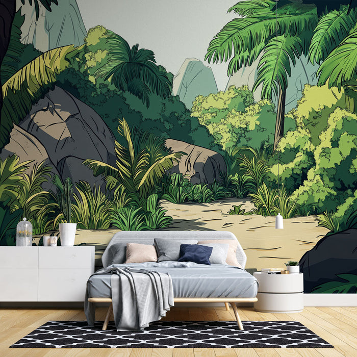 Fototapet jungle | Frodig og tropisk atmosfære fylt med frodig løvverk