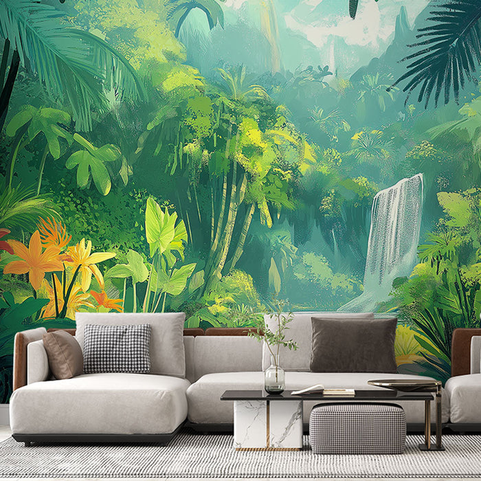 Muraaltapeet džungel | Rahustav juga lopsaka taimestiku südames