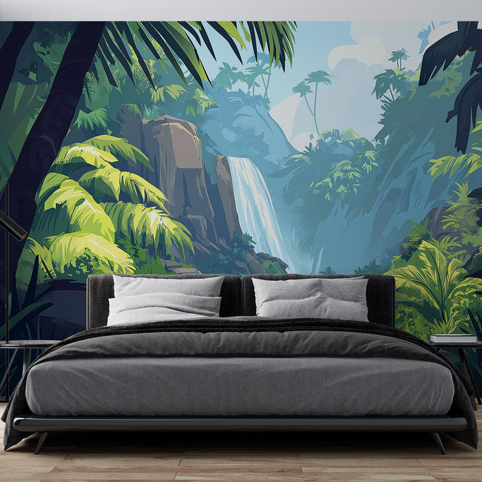 Tapet jungle | Cascadă luxuriantă în inima naturii tropicale
