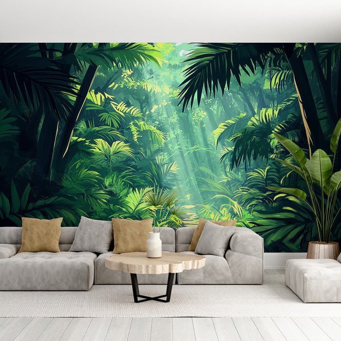 Tapeta jungle | Kręta ścieżka przez bujną roślinność