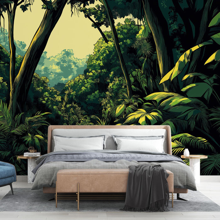 Mural Wallpaper jungle | Winding path through lush vegetation