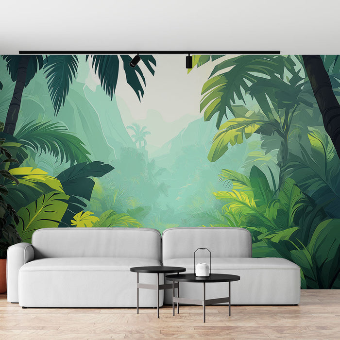 Papel de parede jungle | Decoração natural com folhagem exuberante e ambiente relaxante