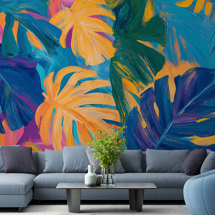 Fototapet jungle og blomster | Mix af monstera blade