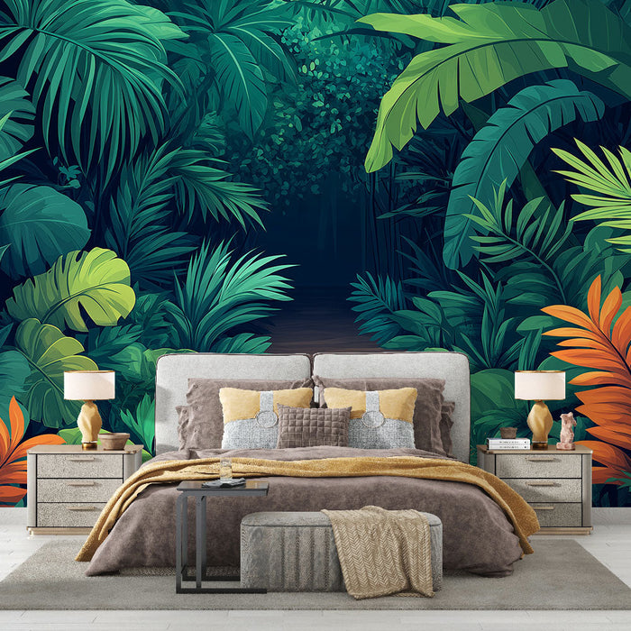 Фототапет джунгла | Тропическо бягство между буйна зеленина и златна пътека